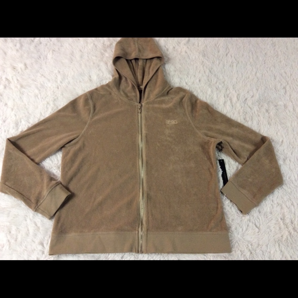 BCBG Max Azria Terry Hooded Track Jacket Size XL